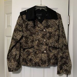 Animal Print 10 ETCETERA Double Breasted Cheetah Jacket Epaulets Lined